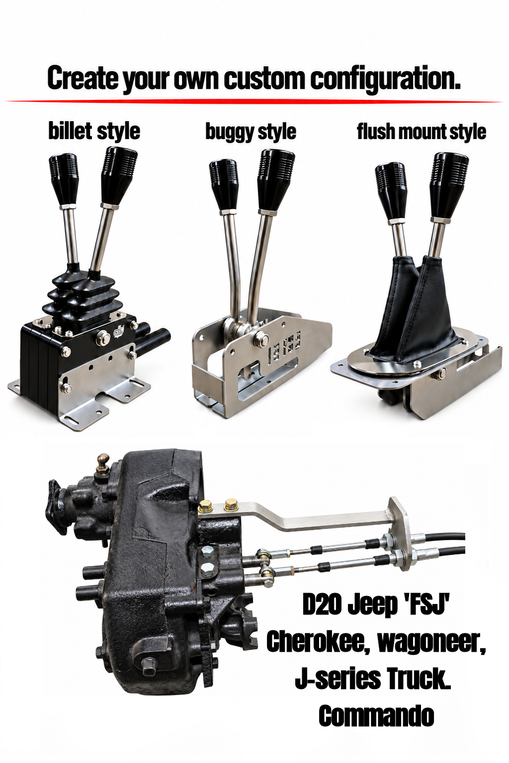 Cable Shifter Double, Jeep 'FSJ' D20