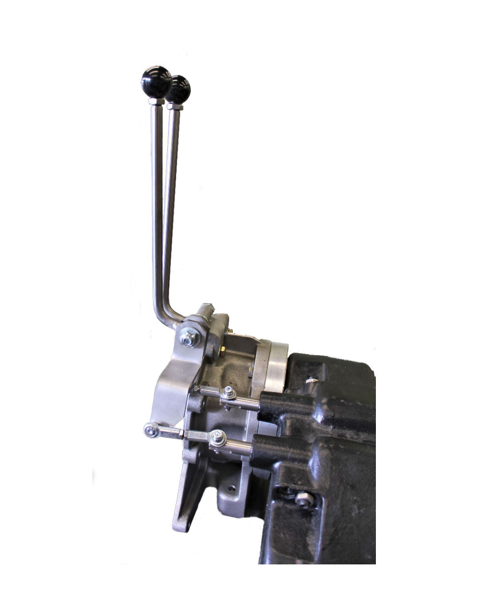 Early Bronco D-20 "T" Type Stainless Steel Twin-stick Shifter,  6R80/10R80 conversion W/boot P/N EB20T T6